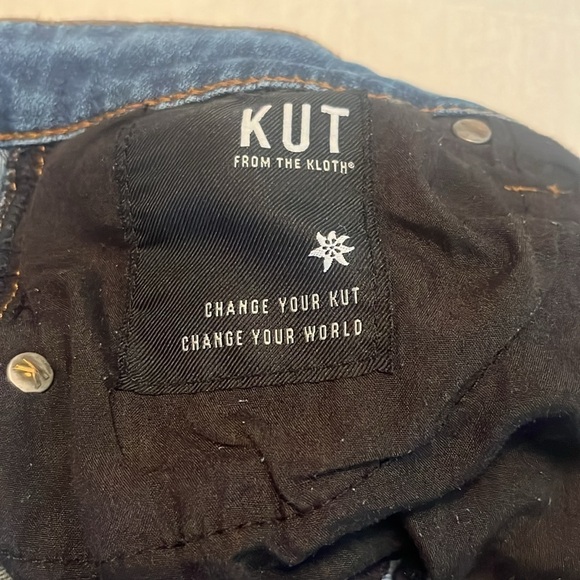 KUT From The Kloth Frayed Hem Crop Straight Leg Mid Rise Jean Indigo Size 8P - Picture 11 of 15